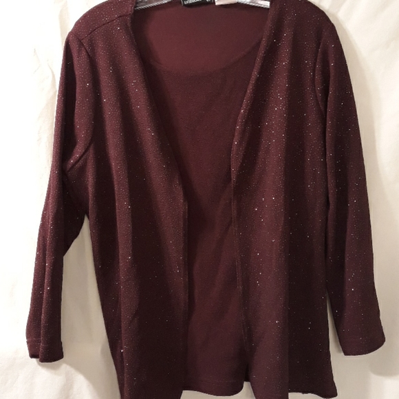 Dress Barn plus size 1X burgundy top with … - Picture 1 of 4